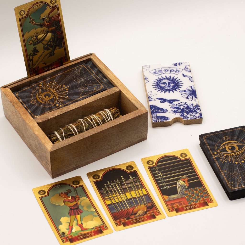 Caja de Tarot de Dos Secciones con Porta Cartas