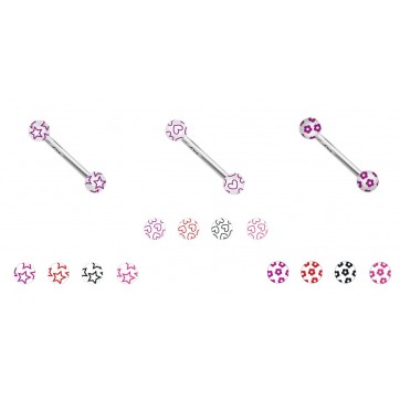 Barbell de Acero con Bolas UV y Diseños Perfil