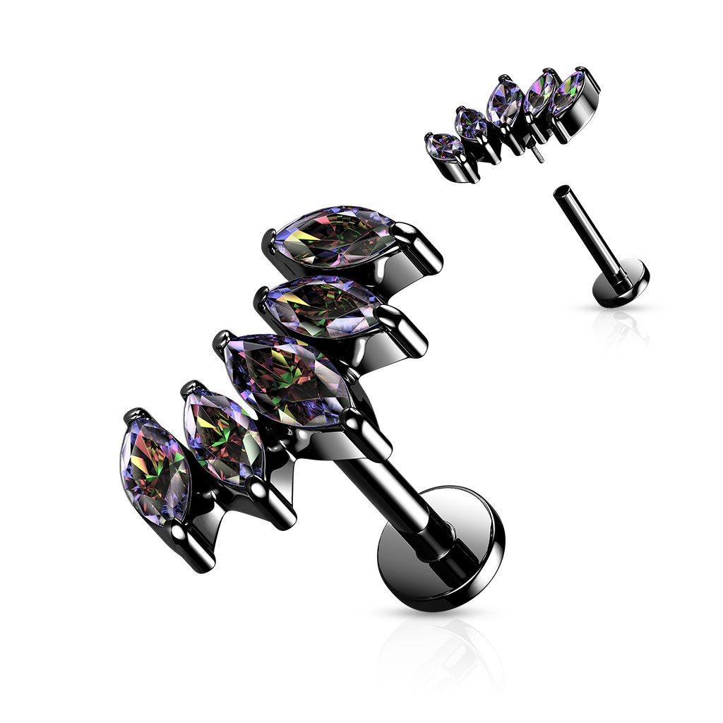 Labret de Rosca Interna con 5 Joyas