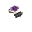 Anillo de Turmalina y Amatista en Bruto de Plata