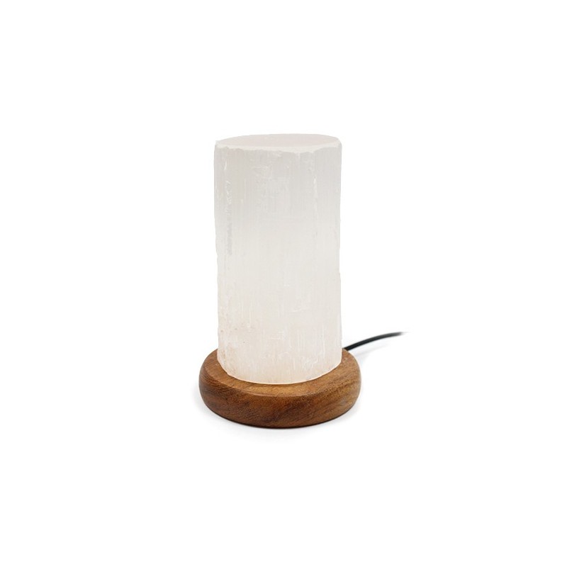 Lámpara Cilindro de Selenita con Base 15 cm