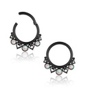 Clicker de Acero Negro con Corazones y Ópalos