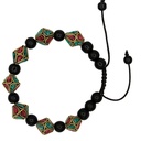 Pulsera de Turquesa, Coral y Ágata Negro regulable 2