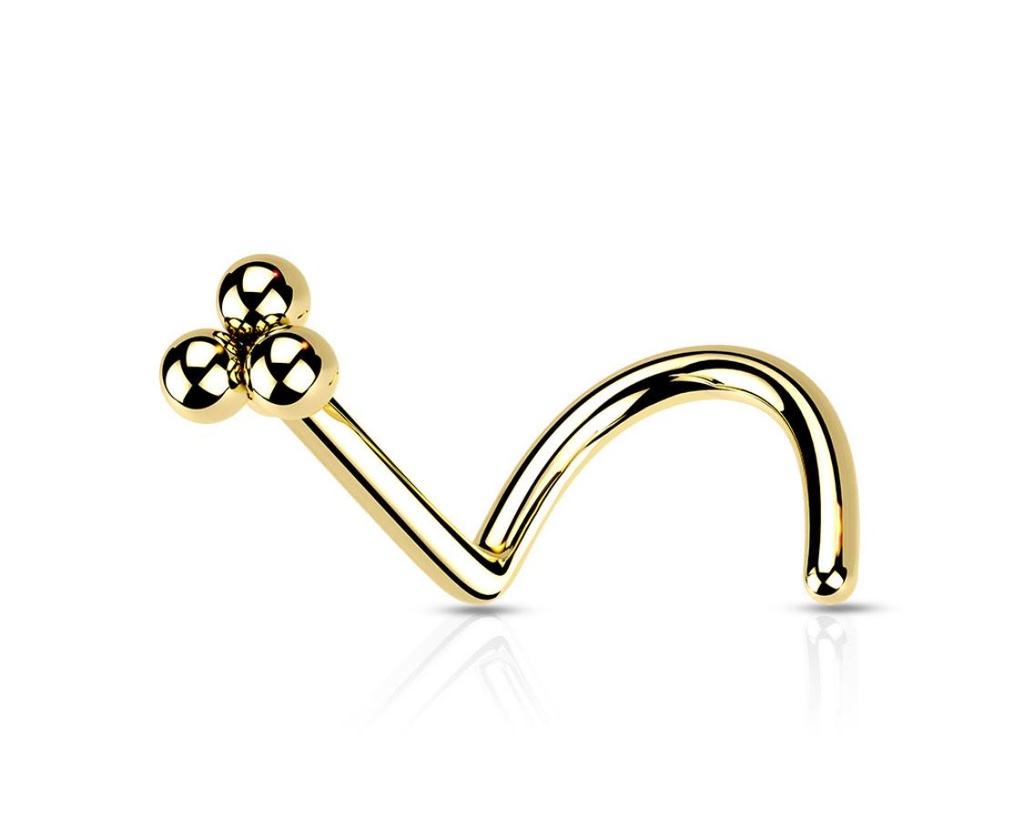 Nostril Dorado con 3 Bolitas