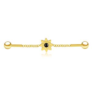 Barbell Industrial Dorado con Cadena y Ónix en Flor