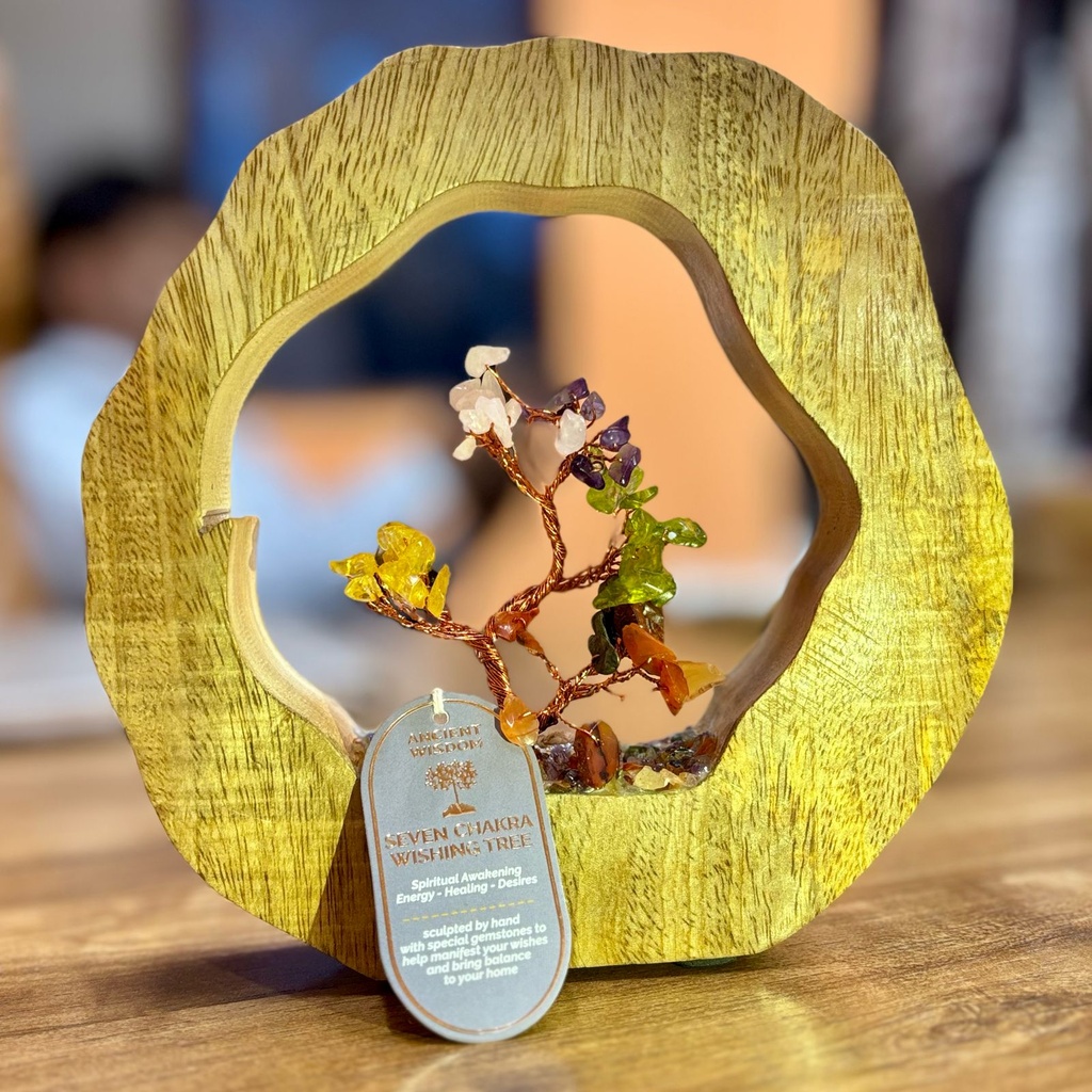 Jardín de Árbol de 7 Chakras - Anillo de Madera de Mango