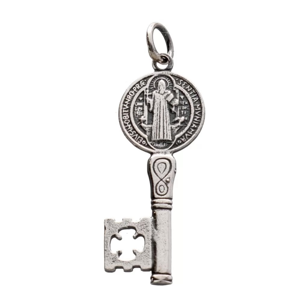 Colgante Llave de San Benito en Plata de Ley 925 Envejecida