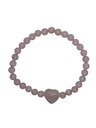 Pulsera de Cuarzo Rosa 6mm con Corazón