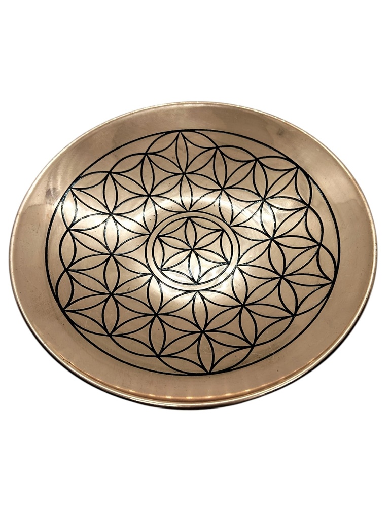 Plato de cobre para Ofrenda/sahumerio - Flor de la Vida