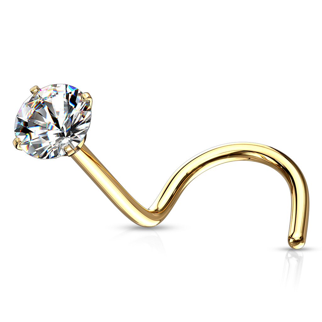 Nostril Dorado con Joya Engarzada de 0.8mm