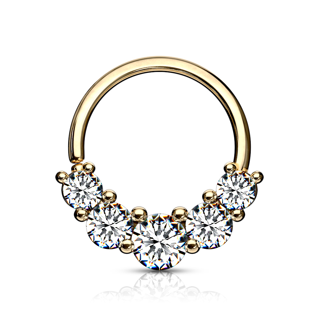 Aro Manejable Dorado con 5 Joyas Laterales