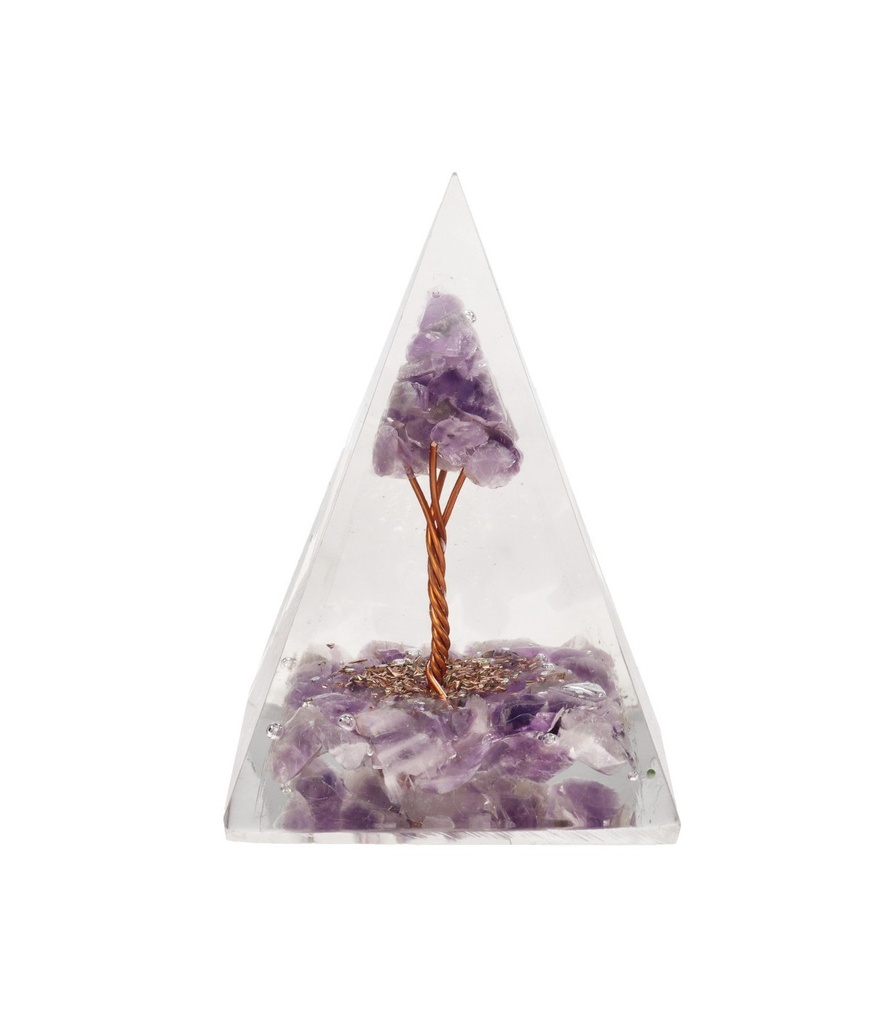 Pirámide Orgonita de Amatista con Árbol 4x4cm