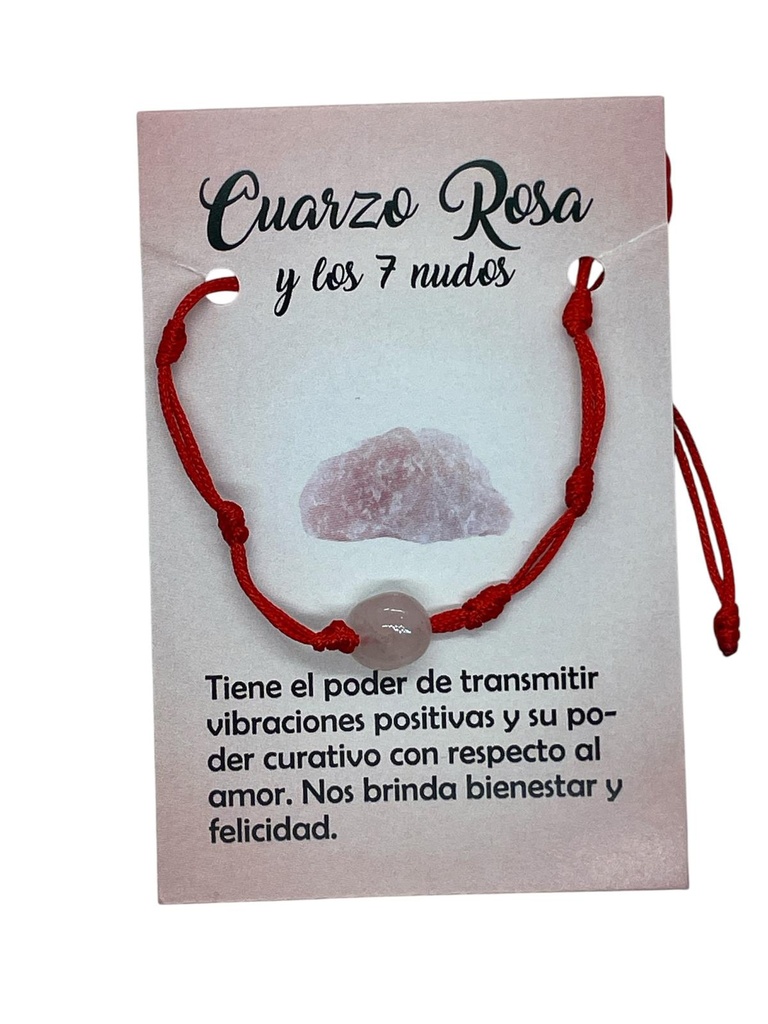 Pulsera 7 Nudos con Cuarzo Rosa