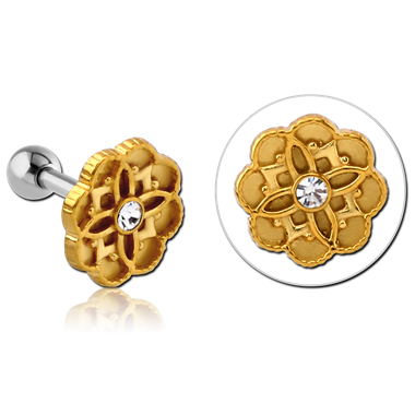 Barbell con Flor Étnica Doble Color