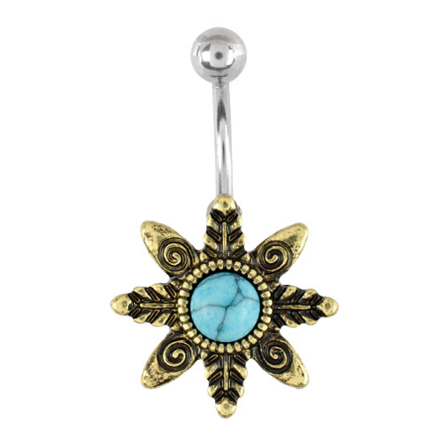 Navel con Sol Etnico y Piedra