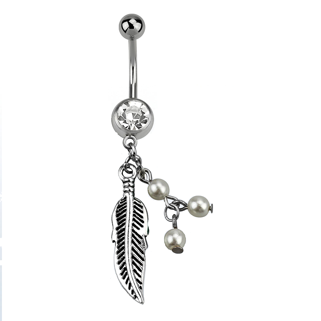 Navel con Pluma y Perlas