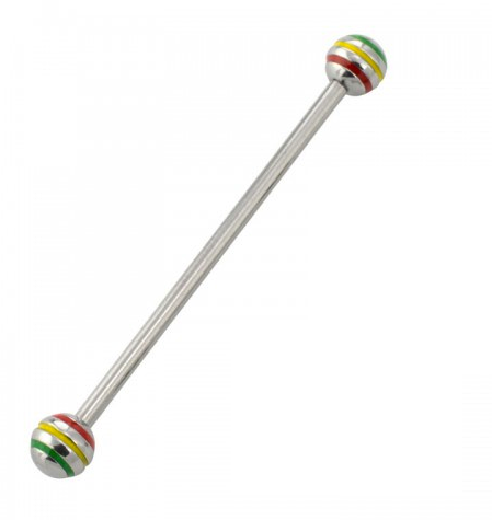 Barbell Industrial con Rayas de Colores Rasta