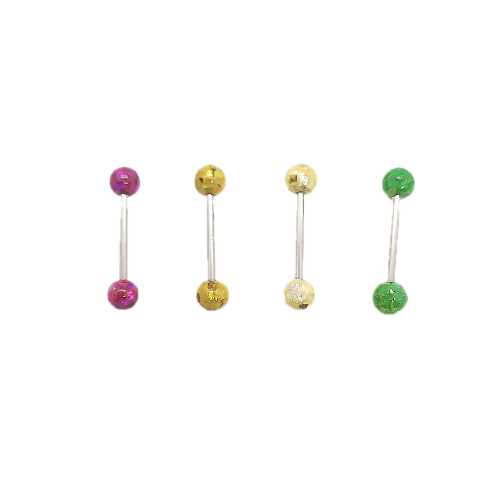 Barbell de Acero con Bolas Efecto Nacar de Colores