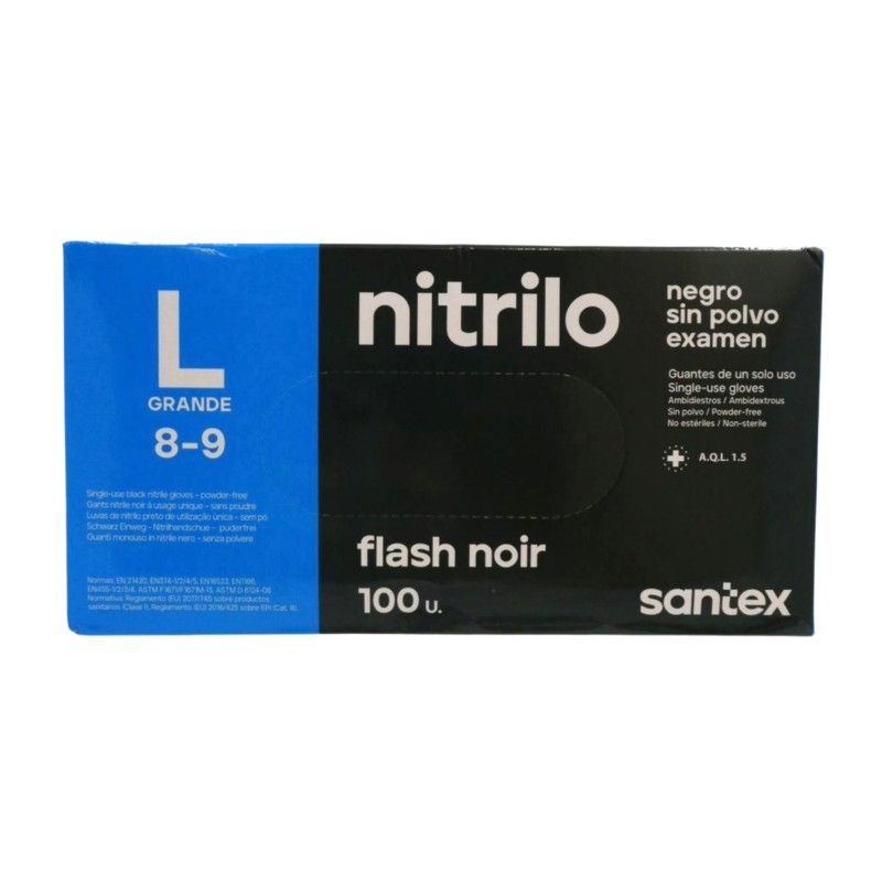 Guantes de Nitrilo Negros sin Polvo (100 Unidades)