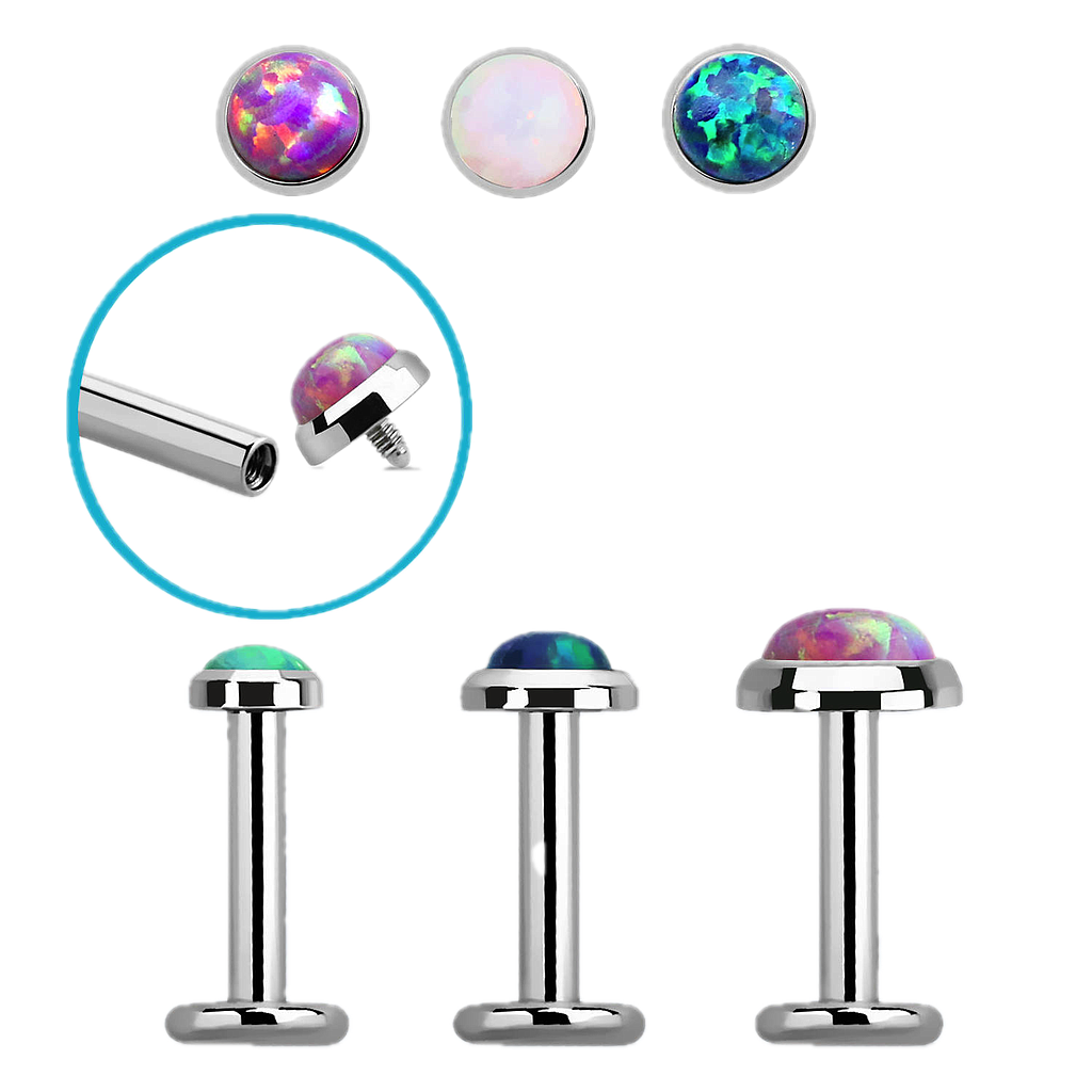 Labret de Rosca Interna con Ópalo Sintético