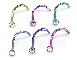 Nostril de Titanio Colores con Joya 1 mm