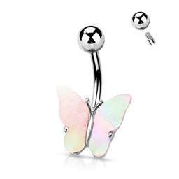 Navel de Acero con Mariposa de Nácar