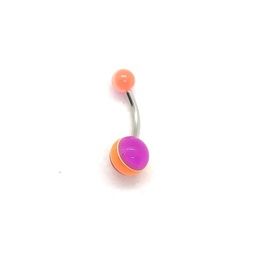 Navel Acero con Bolas UV Rayadas