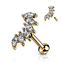 Labret Dorado con 6 Joyas