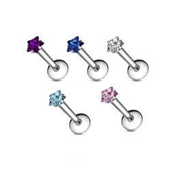Labret con Joya de Estrella Engarzada de Colores