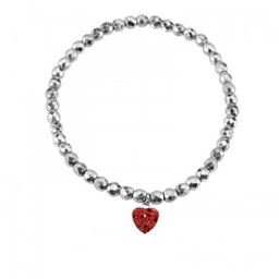 Pulsera con Cuentas de Hematite y Corazón