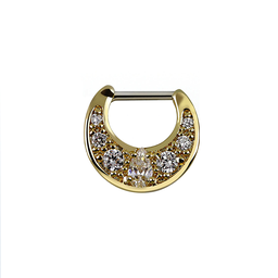 Septum Clicker Dorado con 7 Joyas Blancas