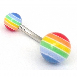 [NAV.BO.UV.ARC] Navel Acero con Bolas UV de Arco Iris