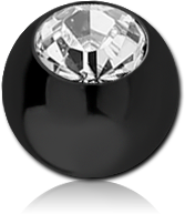 [BO.ABN,JO.BL.1.2] Bola en Acero negro con joya Blanca 1.2 mm