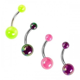 Navel Acero con Bolas UV de Perlas