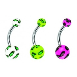 Navel Acero con Bolas UV de Leopardo