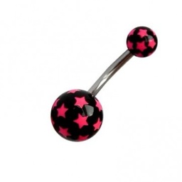 Navel Acero con Bolas UV de Estrellas