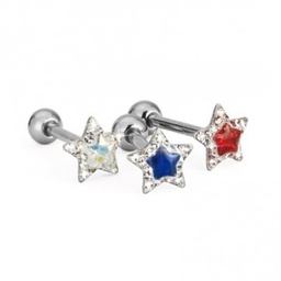 Barbell  de Acero con Estrella y Joyas