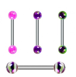 Barbell de Acero con Bolas UV de Perlas