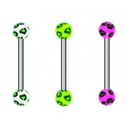 Barbell de Acero con Bolas UV Leopardo de Colores