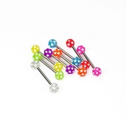 Barbell de Acero con Bolas UV de Colores y Estrellas