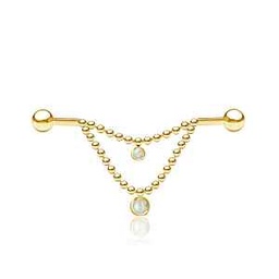 Barbell Industrial de Acero Dorado con Doble Cadena y Ópalo