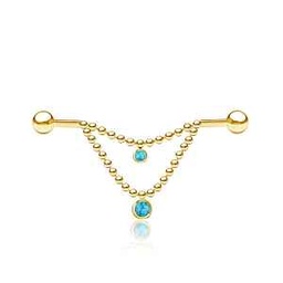 Barbell Industrial de Acero Dorado con Doble Cadena y Turquesa