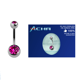 Navel de Acero con 2 Joyas Esterilizado