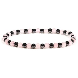 Pulsera de Cuarzo Rosa y Hematita