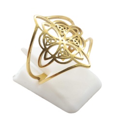 Anillo Acero dorado con Nudo de Bruja