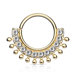 Aro Manejable Dorado con Joyas Laterales y bolitas