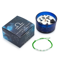 Vela de Cristal del Zodíaco con Pulsera de Piedras Preciosas - Libra