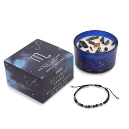Vela de Cristal del Zodíaco con Pulsera de Piedras Preciosas - Escorpio