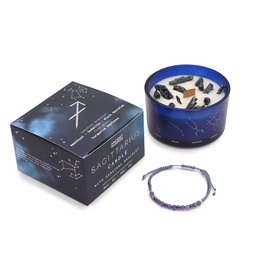 Vela de Cristal del Zodíaco con Pulsera de Piedras Preciosas - Sagitario