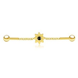 Barbell Industrial Dorado con Cadena y Ónix en Flor